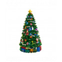 CARILLON ALBERO DI NATALE ILLUMINATO SUONA 8 MELODIE MENTRE GIRA 35X20X20CM CAVO USB COMPRESO FUNZIONA A BATTERIE