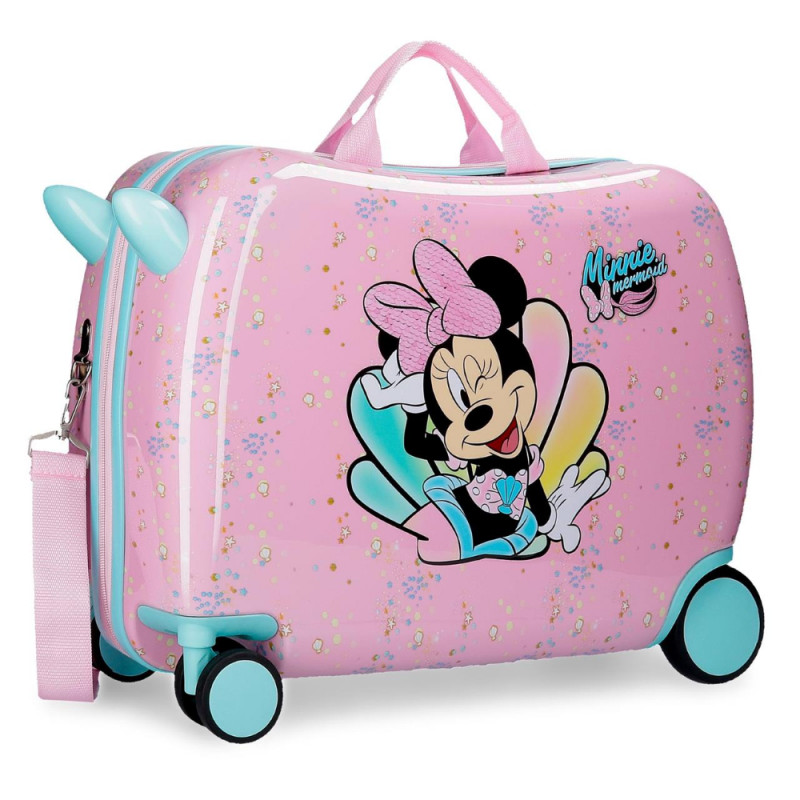 TROLLEY DA VIAGGIO CAVALCABILE MINNIE MERMAID DISNEY ABS 4 RUOTE VALIGIA  BAG.A MANO 50X38X20CM TRACOLLA E CORDA TRAINO - Parole e Pensieri