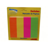 MEMO TIP STICK NOTES SENALES SEGNA PAGINE REMOVIBILI 24X76MM 50 FOGLI X 4 COLORI FLUO VERDE,GIALLO,FUCSIA,ARANCIO