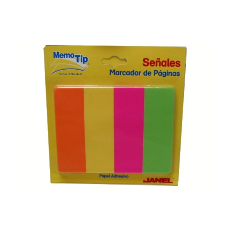 MEMO TIP STICK NOTES SENALES SEGNA PAGINE REMOVIBILI 24X76MM 50 FOGLI X 4  COLORI FLUO VERDE,GIALLO,FUCSIA,ARANCIO - Parole e Pensieri