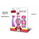 SET 5 PEZZI OROLOGIO DA POLSO MINNIE + 4 BRACCIALETTI DISNEY ORIGINAL OROLOGIO DIGITALE TOPOLINA KIDS ROSA E VIOLA