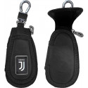 PORTACHIAVI FC JUVENTUS IN ECOPELLE CON ZIP MOSCHETTONE E CATENINA ACCIAIO 9X5X2,5CM OFFICIAL PRODUCT IMMA SPA ITALY