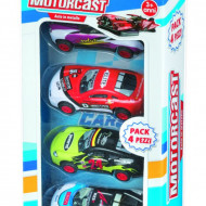 PLAYMAT MOTORCARST THUNDER CARS 4 MACCHINE CON RETROCARICA SCALA 1:64 AUTO DA CORSA IN METALLO RUOTE IN GOMMA. RSTA