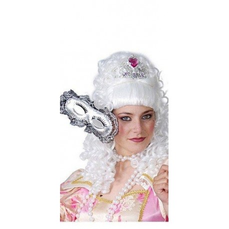 MASCHERA LADY CON PIZZ0 E ASTA COLORE ARGENTO