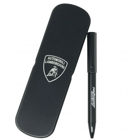 PENNA A SFERA LAMBORGHINI HURACAN NERO ASTUCCIO NERO SCATOLA LATTA NERA CON LOGO PRODOTTO UFFICIALE PANINI ITALY