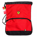 ZAINETTO A SACCA FERRARI KIDS 32X42CM ORIGINAL ZAINO COULISSE ROSSO TASCA CON ZIP LOGO GIALLO DISTRI.DA F.C.PANINI ITALY