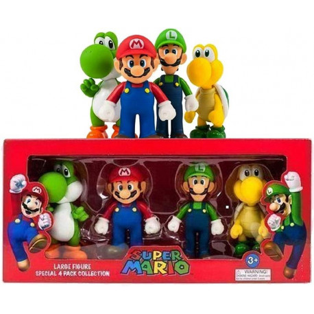 SET REGALO CONFEZIONE 4 PERSONAGGI SUPER MARIO DA 13CM SUPERMARIO ORIGINAL NINTENDO SCATOLA 4 PUPAZZI ASSORTITI