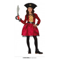 COSTUME CARNEVALE PIRATA BAMBINA 10/12ANNI VESTITO COMPLETO DI CAPPELLO MARINAIA CAPITANA PIRATESSA CORSARA NO ACCESSORI