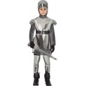 COSTUME CARNEVALE CAVALIERE MEDIEVALE 10/12 ANNI VESTITO ARGENTO CORAZZATO SOLDATO DI FERRO A CORTE COMPLETO NO ACCES