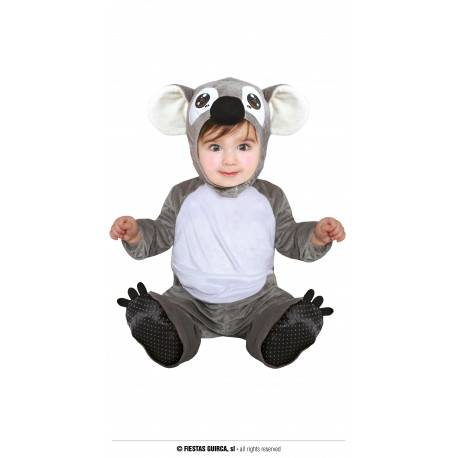 COSTUME CARNEVALE KOALA BABY 12/24MESI VESTITO COMPLETO MONOTUTA CAPUCCIO PIEDI X TRAVESTIMENTI A TEMA ANIMALI NO ACCESS