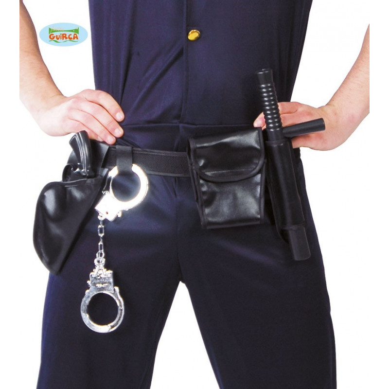 KIT POLICE CINTURONE MANETTE PISTOLA MARSUPIO NERO POLIZIOTTO PER  TRAVESTIMENTI DI CARNEVALE A TEMA POLIZIA SWAT - Parole e Pensieri
