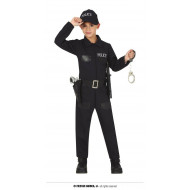 KIT COMPLETO POLICE COSTUME CARNEVALE POLIZIA BABY 5/6 ANNI VESTITO POLIZIOTTO TUTA/CAPPELLO/CINTURONE/PISTOLA/MANETTE