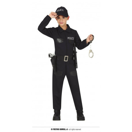 KIT COMPLETO POLICE COSTUME CARNEVALE POLIZIA BABY 7/9 ANNI