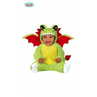 COSTUME CARNEVALE DRAGO BABY 6/12 MESI VESTITO COMPLETO TUTA CON CODA ALI E CAPUCCIO FIABE DRAGHETTO ALATO NO ACCESSORI