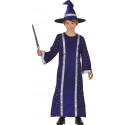 COSTUME MAGO 3/4 ANNI TUNICA E CAPPELLO VESTITO CARNEVALE E HALLOWEEN A TEMA MAGO MERLINO STREGONE HORROR NO ACCESSOR