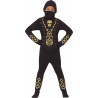 COSTUME CARNEVALE NINJA NERO 10/12 ANNI VESTITO COMPLETO SAMURAI GIAPPONESE KUNG FU GUERRRIERO NINJA NO ACCESSORI