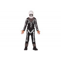 COSTUME CARNEVALE SKELETON SOLDATO SKIN 7/9ANNI VESTITO NERO PER TRAVESTIMENTI A TEMA VIDEOGAME FINTO FORTNITE NO ACCESS