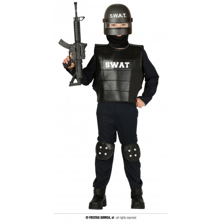 COSTUME CARNEVALE S.W.A.T POLIZIOTTO14/16ANNI VESTITO SWAT SQUADRA SPECIALE P/MONTAGNA CAMICIA CINTA PANTALONE NO ACCESS