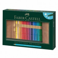 SET 30 MATITE ACQUARELLABILI FABER-CASTELL CON ASTUCCIO IN CUOIO A ROTOLO MINA DA 3,8 MM