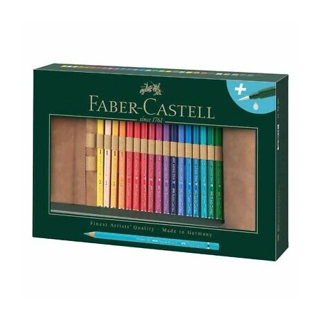 SET 30 MATITE ACQUARELLABILI FABER-CASTELL CON ASTUCCIO IN CUOIO A ROTOLO MINA DA 3,8 MM