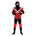 COSTUME CARNEVALE NINJA ROSSO 5/6 ANNI VESTITO COMPLETO SAMURAI GIAPPONESE KUNG FU GUERRRIERO NINJA NO ACCESSORI