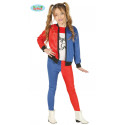 COSTUME CARNEVALE HARLEY QUINN 3/4 ANNI PANTALONI- MAGLIA-GIACCA PER TRAVESTIMENTI A TEMA THE JOKER BATMAN NO ACCESSORI