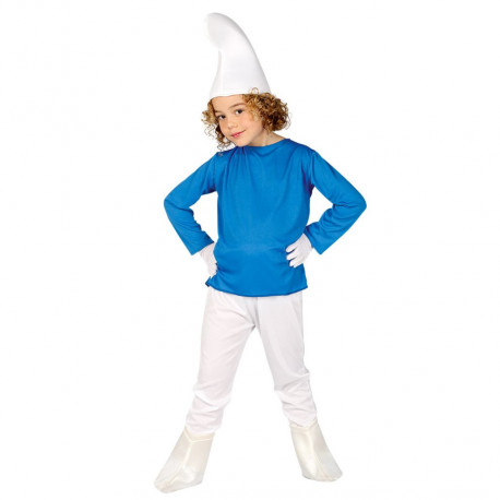 COSTUME CARNEVALE GNOMO BLU10/12ANNI BIANCANEVE E I 7 NANI VESTITO PUFFO COMPLETO CAPPELLO MAGLIA PANTALONI NO ACCESSORI