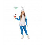 COSTUME CARNEVALE GNOMINA BLU 7/9 ANNI VESTITO PUFFETTA COMPLETO CAPPELLO MAGLIA PANTALONI NANA GNOMA PUFFI NO ACCESSORI