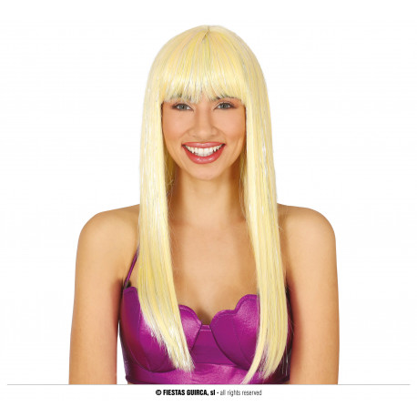 Parrucca Donna Carnevale Grigio Nero Bianco A Righe Lunga Liscia – Stile Discoteca Alien