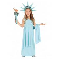 COSTUME CARNEVALE STATUA DELLA LIBERTÀ 5/6ANNI VESTITO COMPL.DIADEMA E TORCIA TRAVESTIMENTI SIMBOLO AMERICANO NO ACCESS.