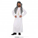 COSTUME CARNEVALE SCEICCO ARABO BAMBINO 10/12 ANNI VESTITO RICCO UOMO SAUDITA COMPLETO TUNICA E COPRICAPONO ACCESSORI