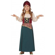 COSTUME CARNEVALE MEDIUM 7/9 ANNI ZINGARA GITANA CARTOMANTE CHIROMANTE MAGA VESTITO COPRICAPO E FOULARD NO ACCESSORI