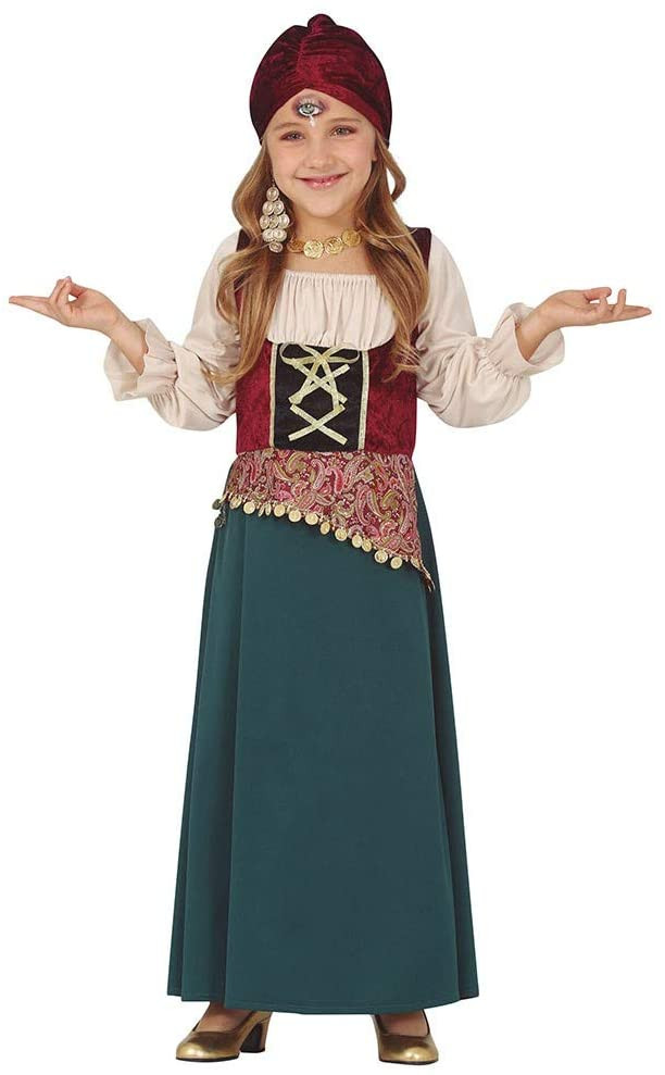 COSTUME CARNEVALE MEDIUM 10/12 ANNI ZINGARA GITANA CARTOMANTE CHIROMANTE  MAGA VESTITO COPRICAPO E FOULARD NO ACCESSORI - Parole e Pensieri
