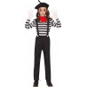 COSTUME CARNEVALE MIMO UNISEX 7/9 ANNI VESTITO PANTOMINA COMPLETO CAPPELLO/MAGLIA E PANTALONI CON BRETELLE NO ACCESSORI