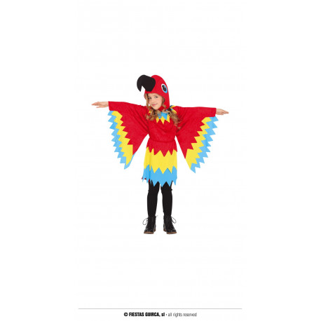 COSTUME CARNEVALE PAPPAGALLO 5/6 ANNI VESTITO COMPLETO CON ALI E CAPUCCIO PER TRAVESTIMENTI A TEMA ANIMALI NO ACCESSORI
