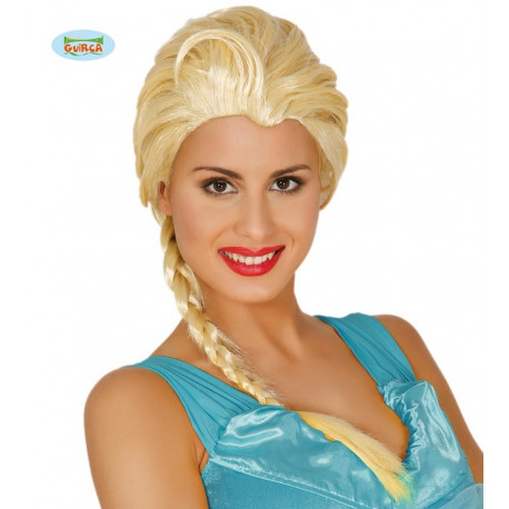 PARRUCCA BIONDA 1 TRECCIA PRINCIPESSA ELSA FROZEN PER FESTE E TRAVESTIMENTI CARNEVALE E PARTY VARI COD.4978 GUIRCA