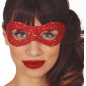 MASCHERINA CARNEVALE ROSSA GLITTER ORO STELLE PER TRAVESTIMENTI DI CARNEVALE MASCHERA COPRIOCCHI X FESTE E PARTY VARI