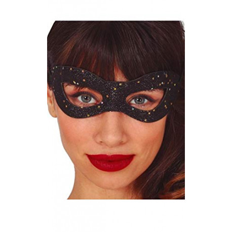 MASCHERINA CARNEVALE NERA GLITTER ARGENTO STELLE PER TRAVESTIMENTI DI CARNEVALE MASCHERA COPRIOCCHI X FESTE E PARTY VARI