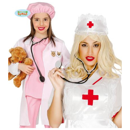 STETOSCOPIO FINTO PER TRAVESTIMENTI DI CARNEVALE SCENE A TEMA MEDICO OSPEDALE DOTTORI INFERMIERI CROCEROSSINA