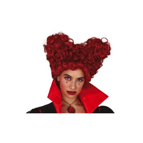 PARRUCCA ROSSA CAPELLI ONDULATI A FORMA DI CUORE PER TRAVESTIMENTI DI CARNEVALE HALLOWEEN SCENE TEATRO SPETTACOLI VARI
