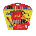 ASTUCCIO 12 MATITONI GIOTTO BE-BÈ 12 PASTELLI LEGNO LARGE SUPER LAVABILI COLORI SOFT CERTIFIED QUALITY FILA ITALY