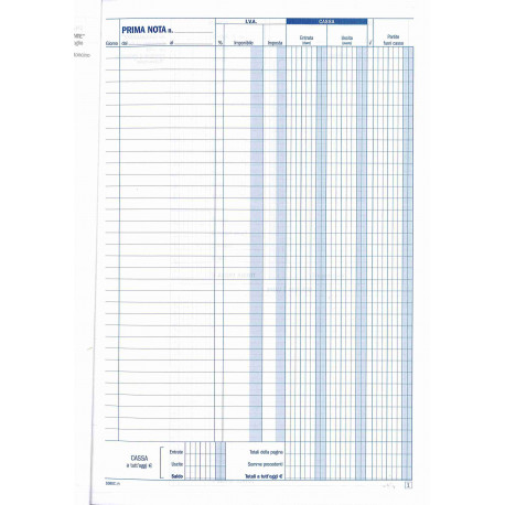 PRIMA NOTA CASSA 2 COPIE A4 29,5X21,5CM 100 FOGLI 50 MODULI AUTORICALCANTI  DUPLICE COPIA CIERRE REGISTRI MADE IN ITALY - Parole e Pensieri