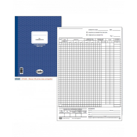 BLOCCO CORRISPETTIVI 13 MODULI AUTORICALCANTI DUPLICE COPIA CM. 29,7X21,5 - 13X2 COD.827 CIERRE ITALY