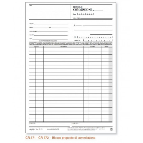 PROPOSTE DI COMMISSIONE DUPLICE COPIA 100 PAGINE 50 MODULI AUTORICALCANTI 29,5X21,6CM A4 COPIA COMM.CIERRE MADE IN ITALY