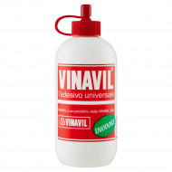 COLLA VINAVIL 100GR.INODORE FLACONE ADESIVO UNIVERSALE COLLA BIANCA PER CARTA LEGNO PLASTICA PELLETTERIA STOFFA ECC.