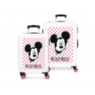 SET 2 TROLLEY MINNIE VESPA VIOL. DISNEY ORIGINAL ABS 4RUOTE BAGAGLIO A MANO37X55X20CM.GRANDE40X68X26CM.CHIUS.A COMBINAZ