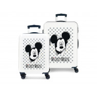 SET 2 TROLLEY MICKEY HAVE A GOOD DISNEY VALIGIE ABS 4 RUOTE BAGAGLIO A MANO38X55X20CM.GRANDE40X68X26CM.CHIUS.A COMBINAZI