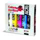 SET 5 COLORI ACRILICI TUBETTI DA 100 ML VARI COLORI NERO CIANO MAGENTA GIALLO BIANCO PITTURA ACRILICA