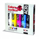 SET 5 COLORI ACRILICI TUBETTI DA 100 ML VARI COLORI NERO CIANO MAGENTA GIALLO BIANCO PITTURA ACRILICA