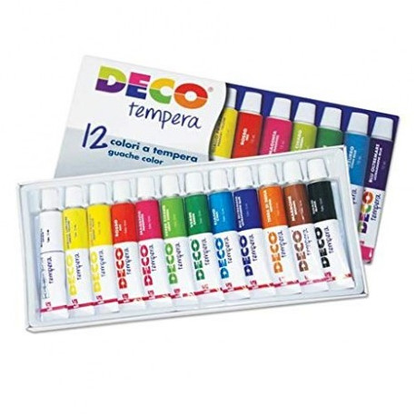 COLORI A TEMPERA DECO CWR DA 12 PEZZI COLORI ASSORTITI TUBI DA 12 ML